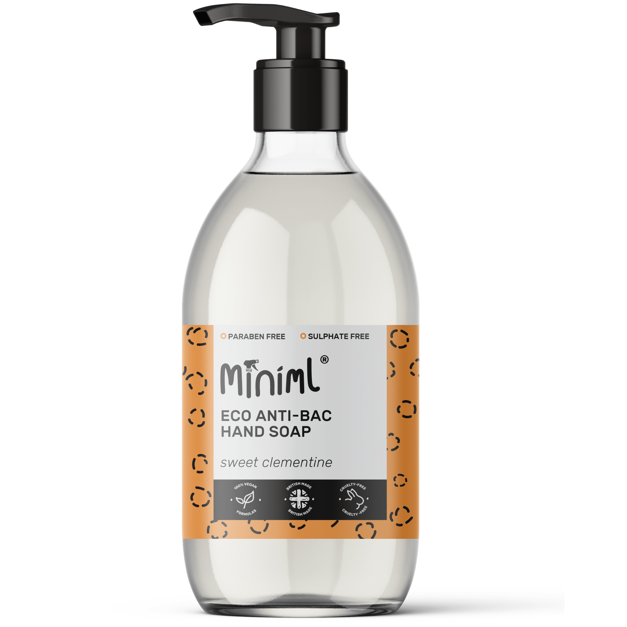 Clementine Anti-Bac Hand Soap – 500ml Refillable Glass Bottle