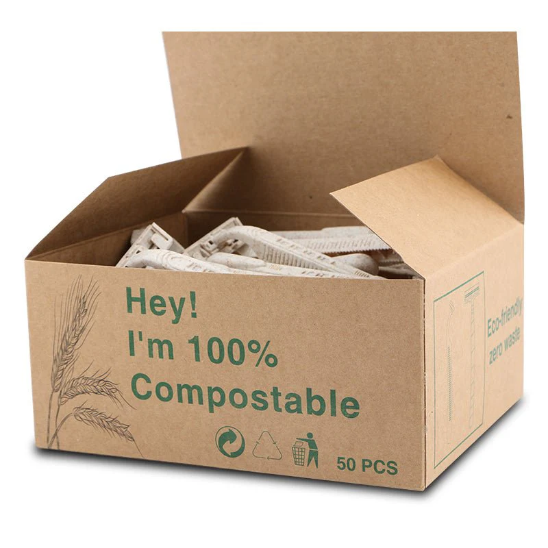 Biodegradable Disposable Razors - Eco Friendly Wheat Straw Blades - 50 Pack - Image 2