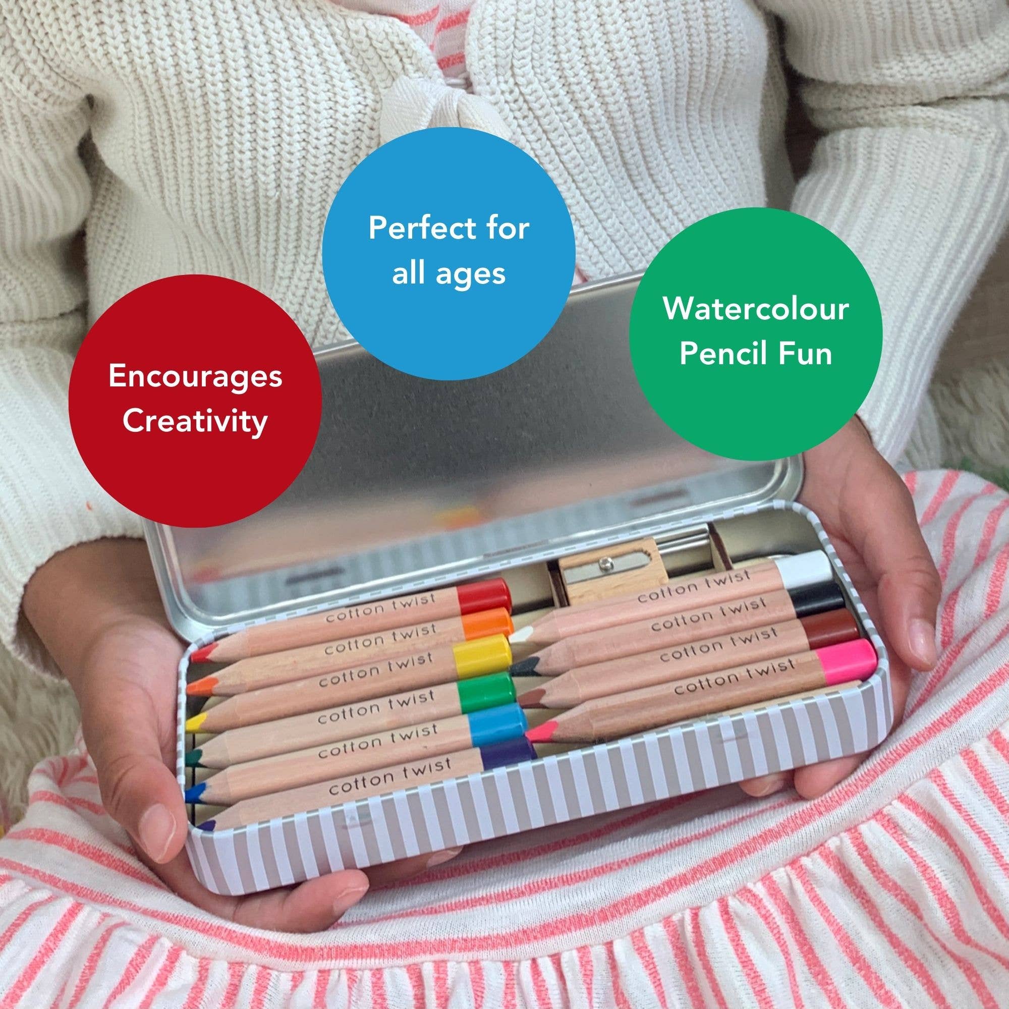 Bright Mix Watercolour Pencils Gift Set in Reusable Tin - Image 5