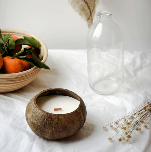 Coconut Shell Candle - Citrus Lime Scent - Image 2
