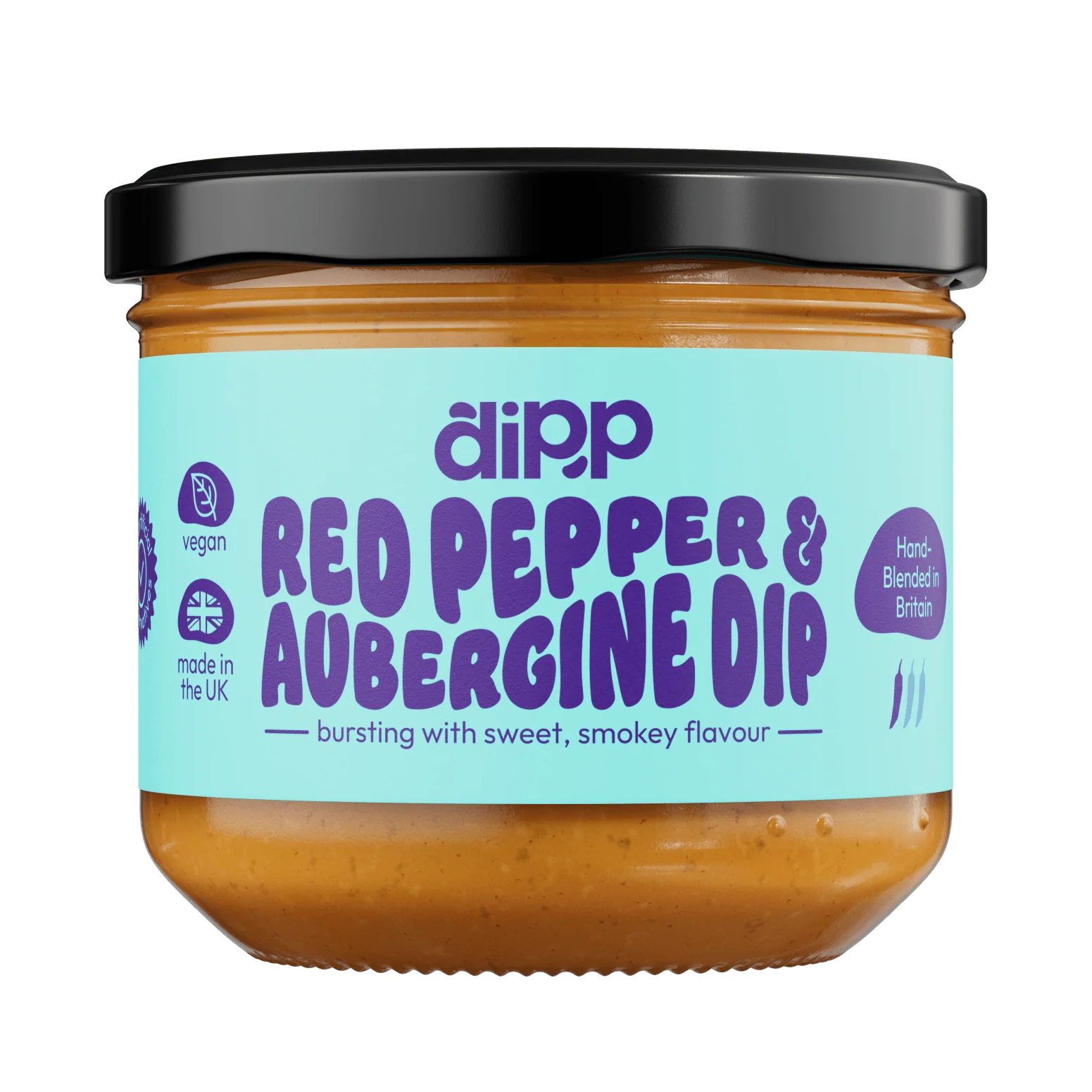 Dipp Red Pepper & Aubergine Dip 350g – Smoky Mediterranean Dip with No Artificial Preservatives