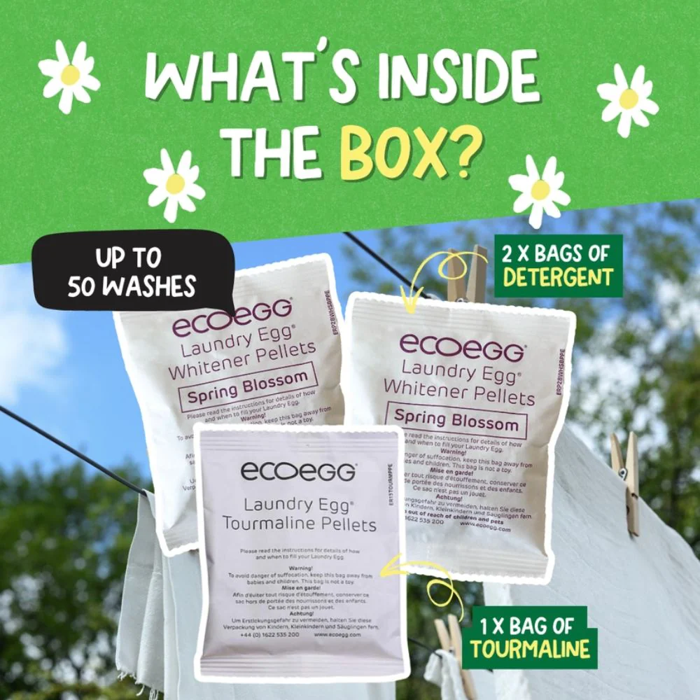 ECOEGG Laundry Egg Washing Detergent Refill Pellets Spring Blossom - Plastic Free Eco Washing Egg, 50 Washes - Image 2