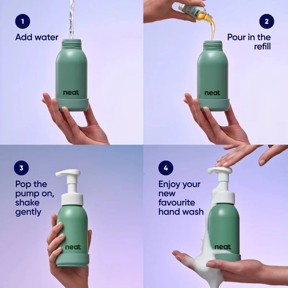 Neat Refillable Foaming Hand Wash Dispenser – Recycled Aluminium Bottle (Sage, Stone, Midnight) - Image 3