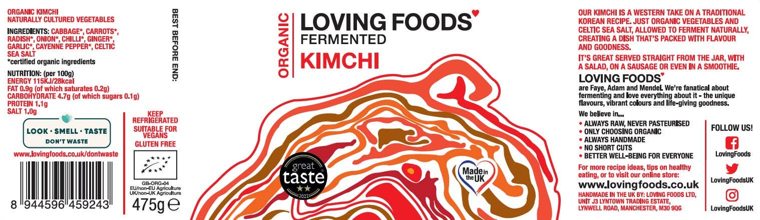 Organic Kimchi – Raw Unpasteurised Fermented Vegetables 475g Vegan - Image 2