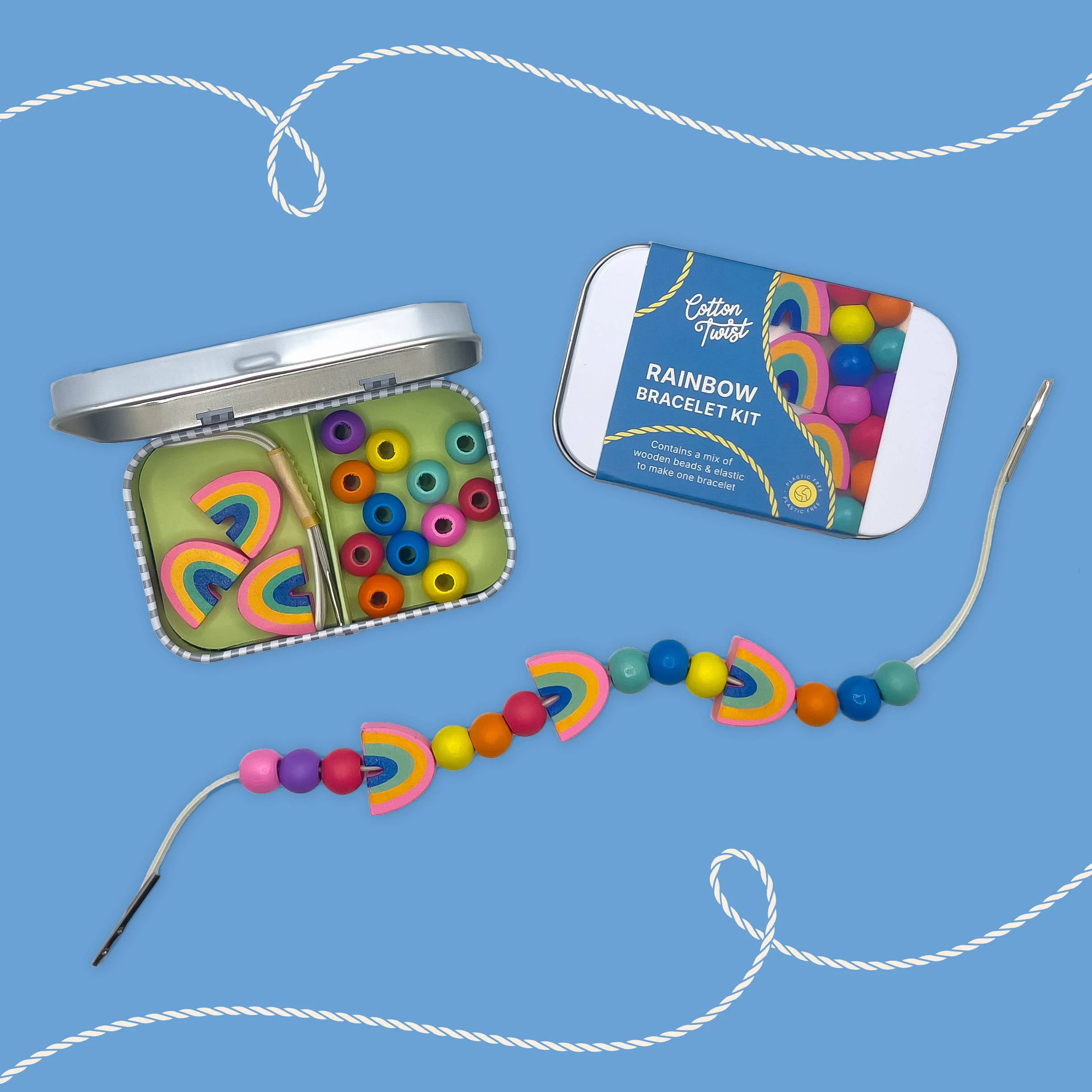 Create Your Own Rainbow Bracelet Craft Gift Kit in Reusable Tin