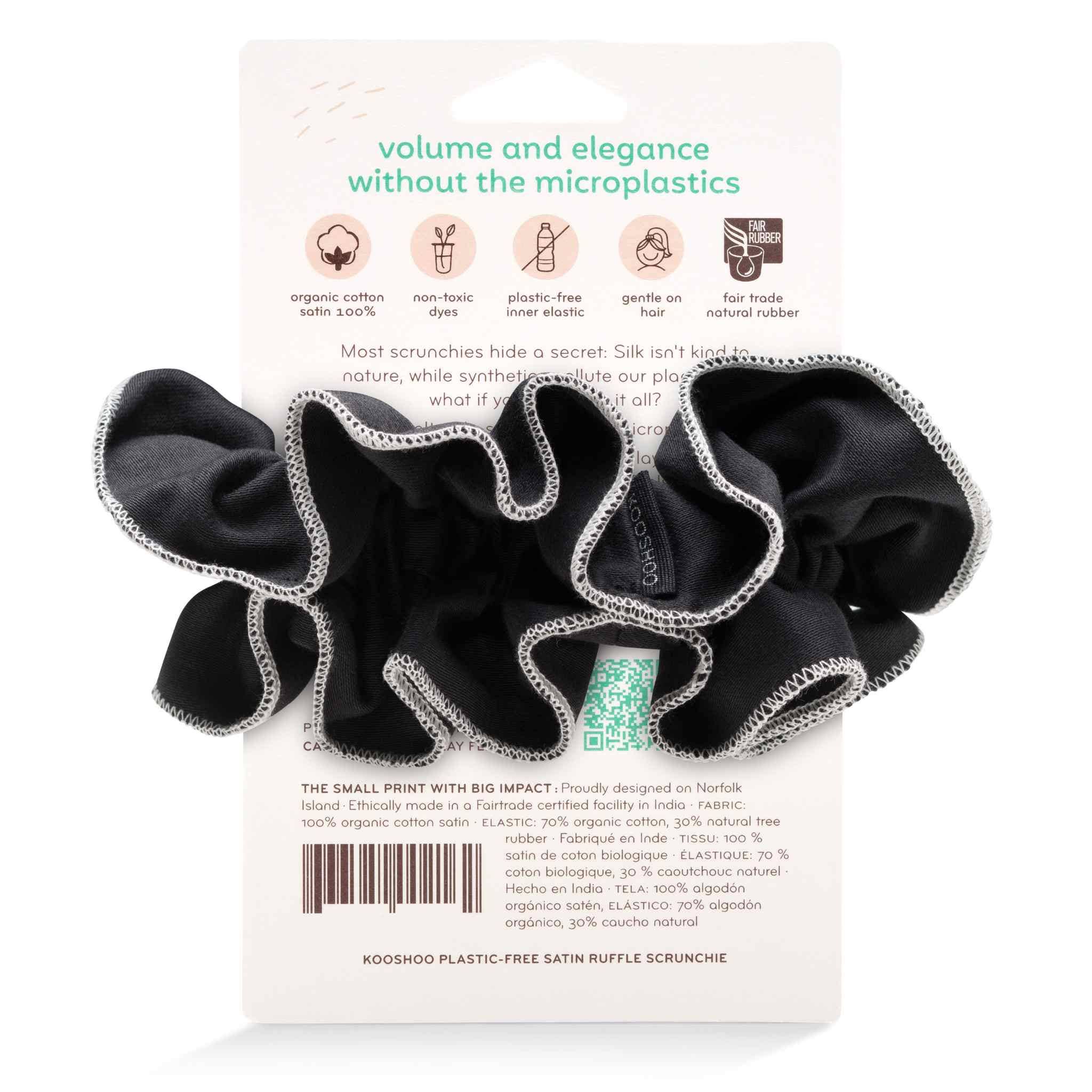 Tuxedo Ruffle Scrunchie – Organic Ruched Satin - Image 6