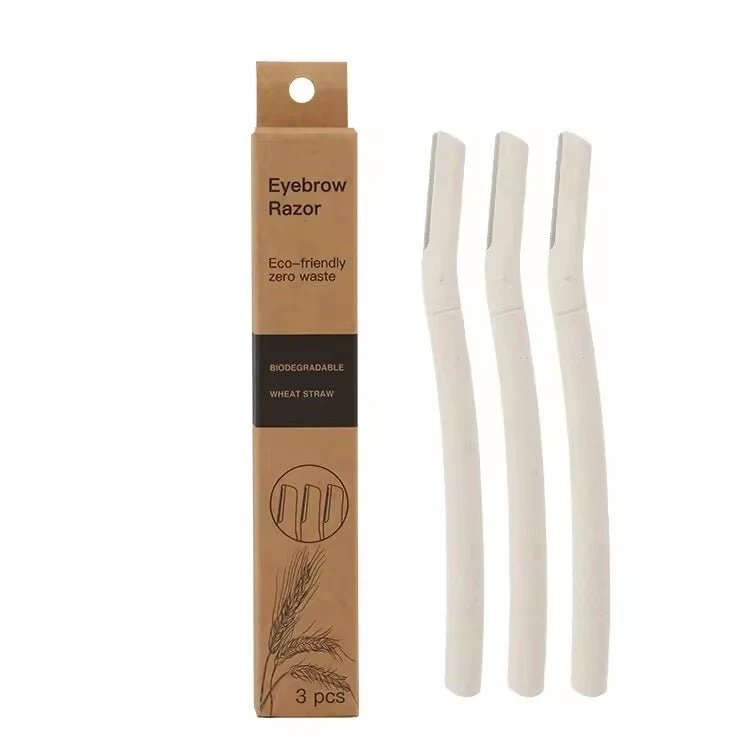 Biodegradable Eco Friendly Eyebrow Razors - Wheat Straw Razor Blades, 3 Pack - Image 2