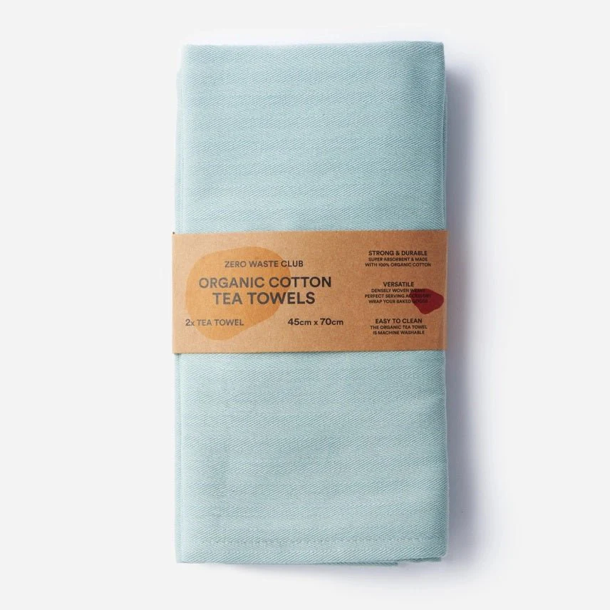 Zero Waste Club Organic Cotton Herringbone Weave Tea Towels – Pack of 2 - Image 3