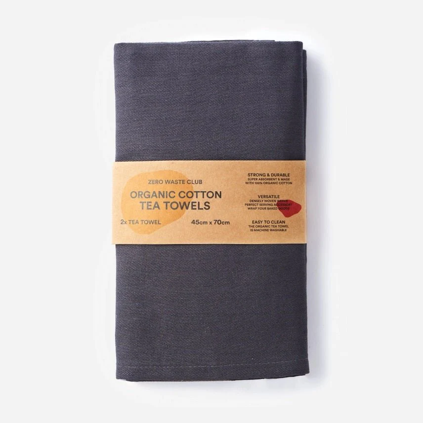 Zero Waste Club Organic Cotton Herringbone Weave Tea Towels – Pack of 2 - Image 4
